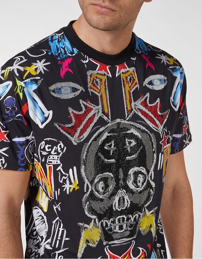 Skull Print Round Neck Short Sleeve T-Shirt